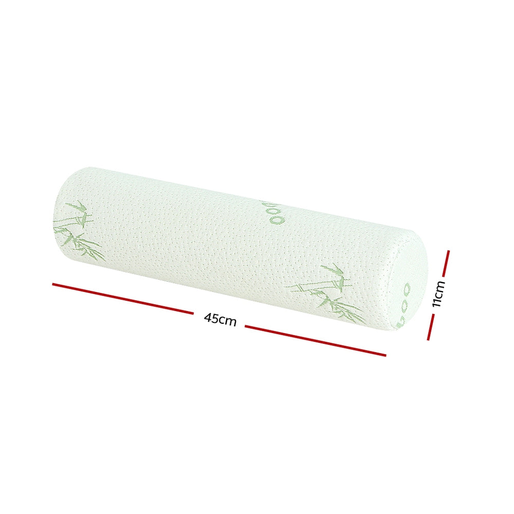 Memory Foam Round Tube Roll Pillow Bamboo Cushion Neck Support Homecoze