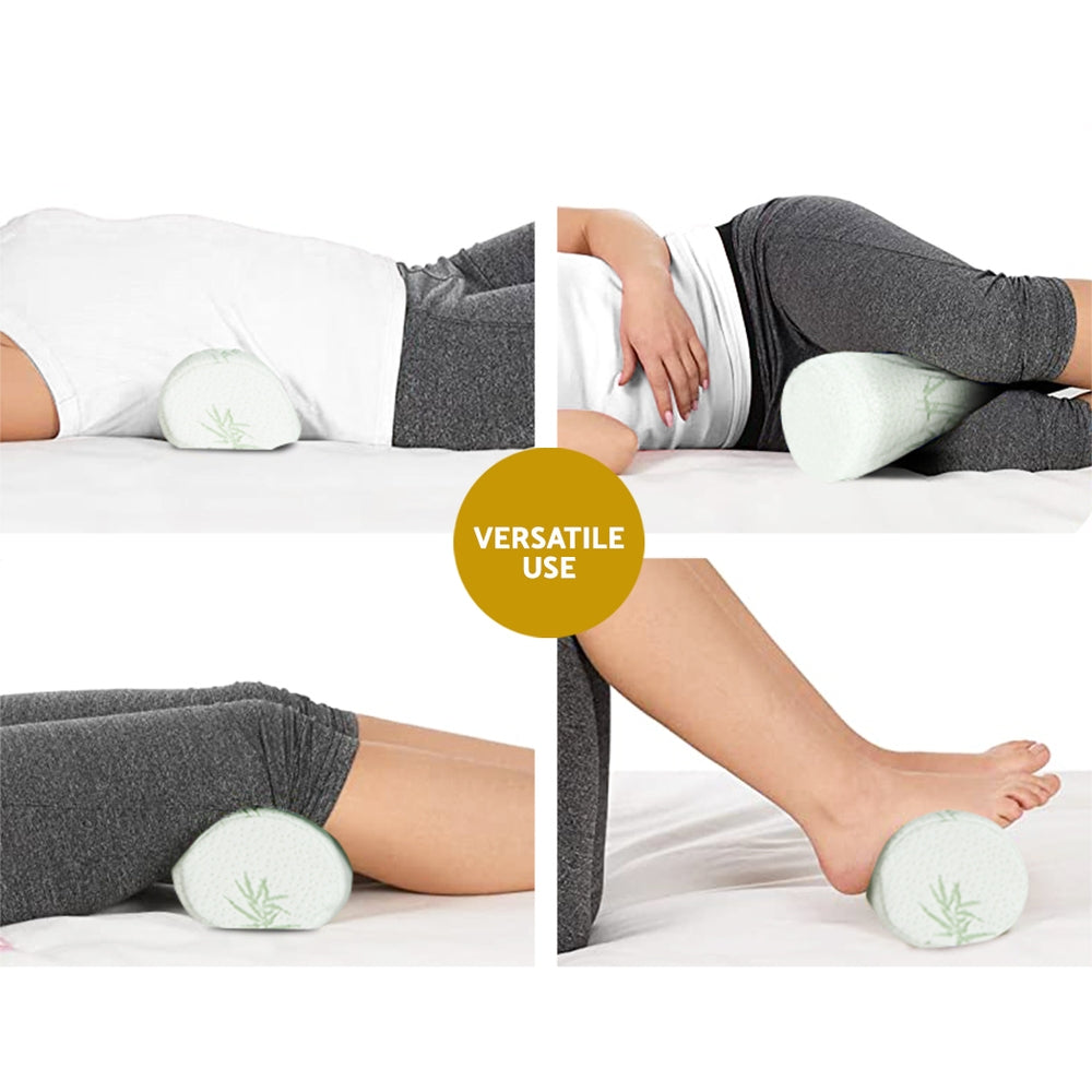 Memory Foam Round Tube Roll Pillow Bamboo Cushion Neck Support Homecoze