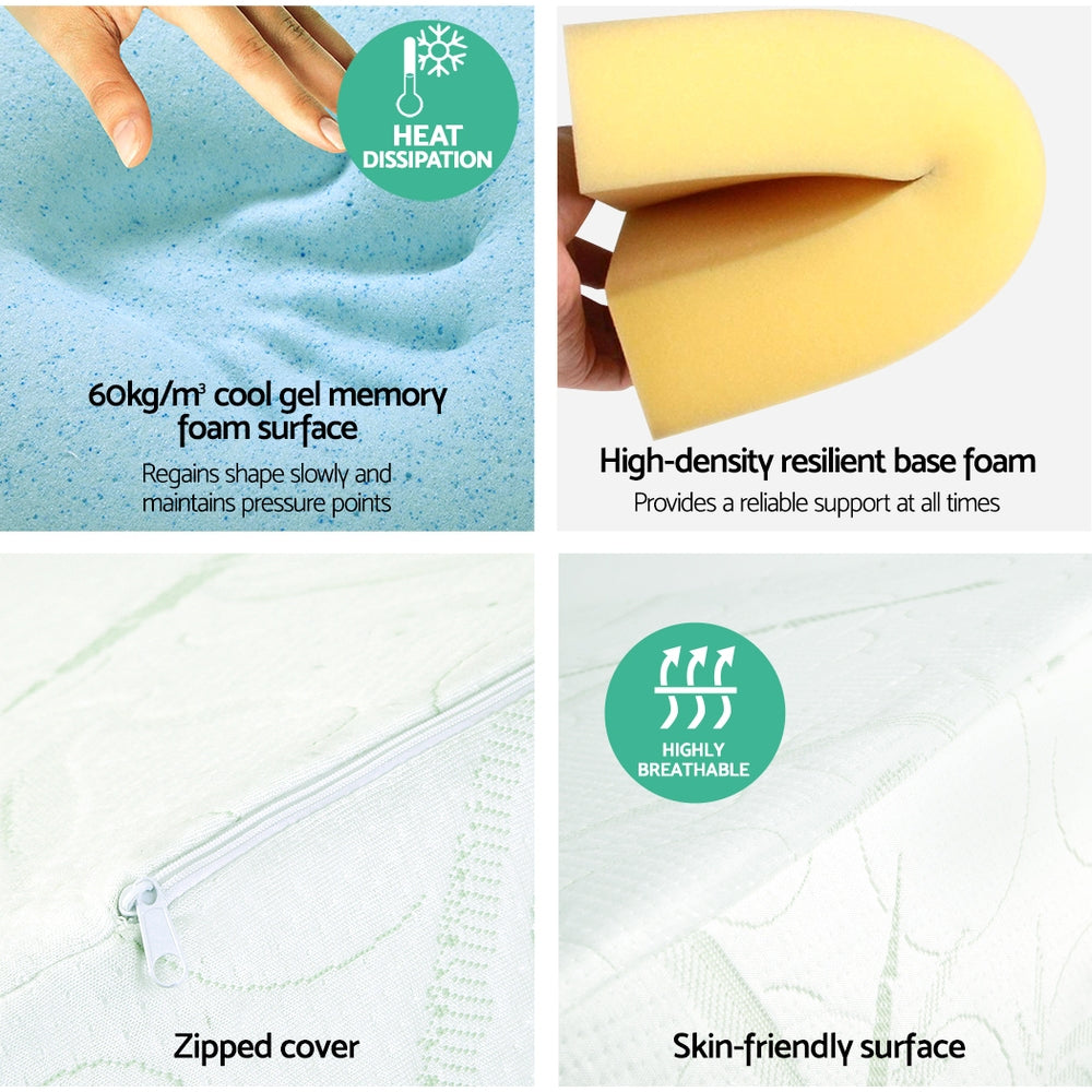 2X Memory Foam Wedge Pillow Neck Back Support with Cover Waterproof Bamboo Homecoze