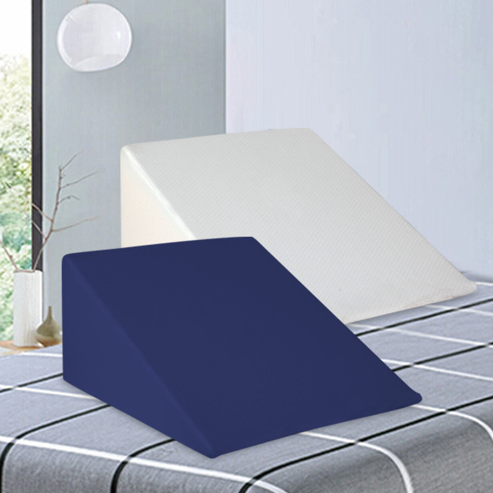 2X Memory Foam Wedge Pillow Neck Back Support with Cover Waterproof White Blue Homecoze