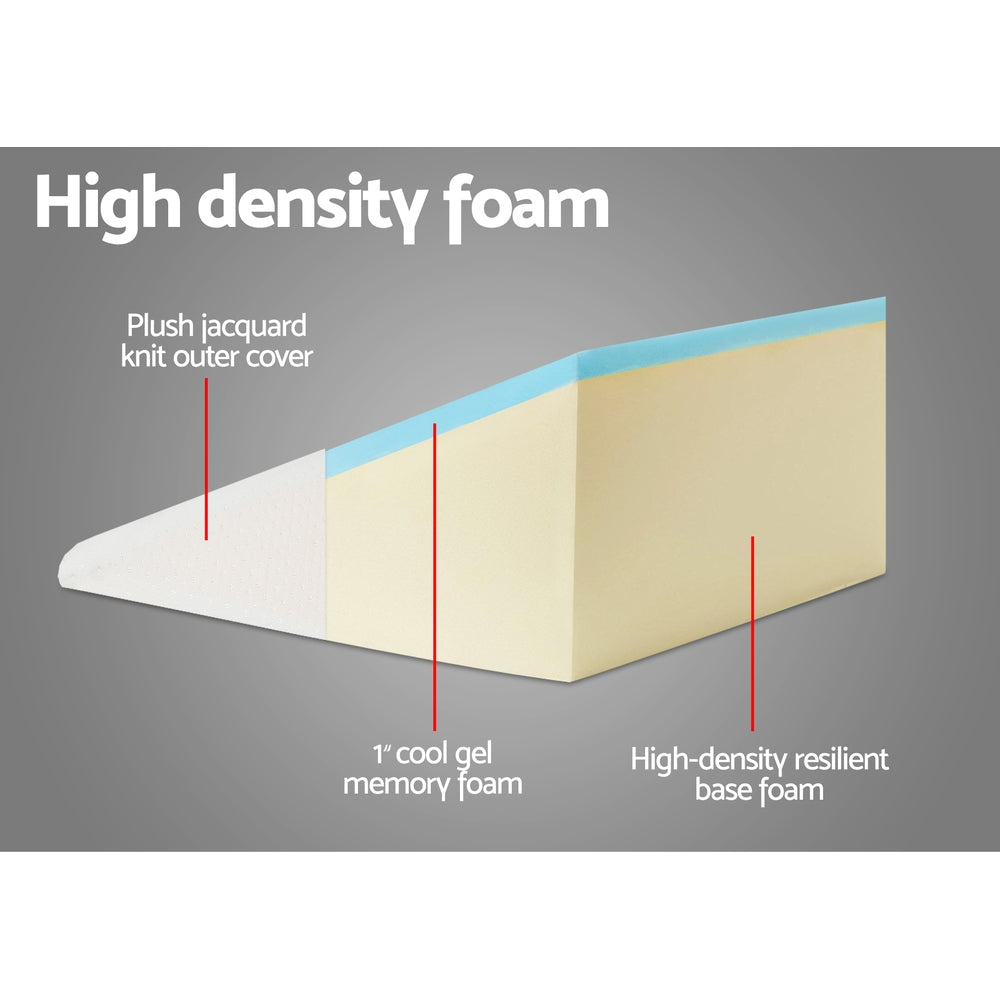 2X Memory Foam Wedge Pillow Neck Back Support with Cover Waterproof Beige Homecoze