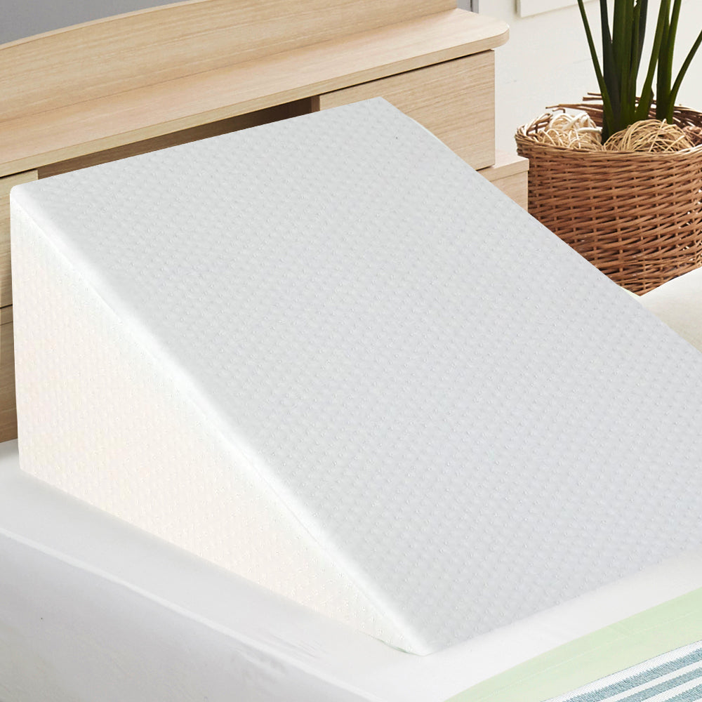 2X Memory Foam Wedge Pillow Neck Back Support with Cover Waterproof Beige Homecoze