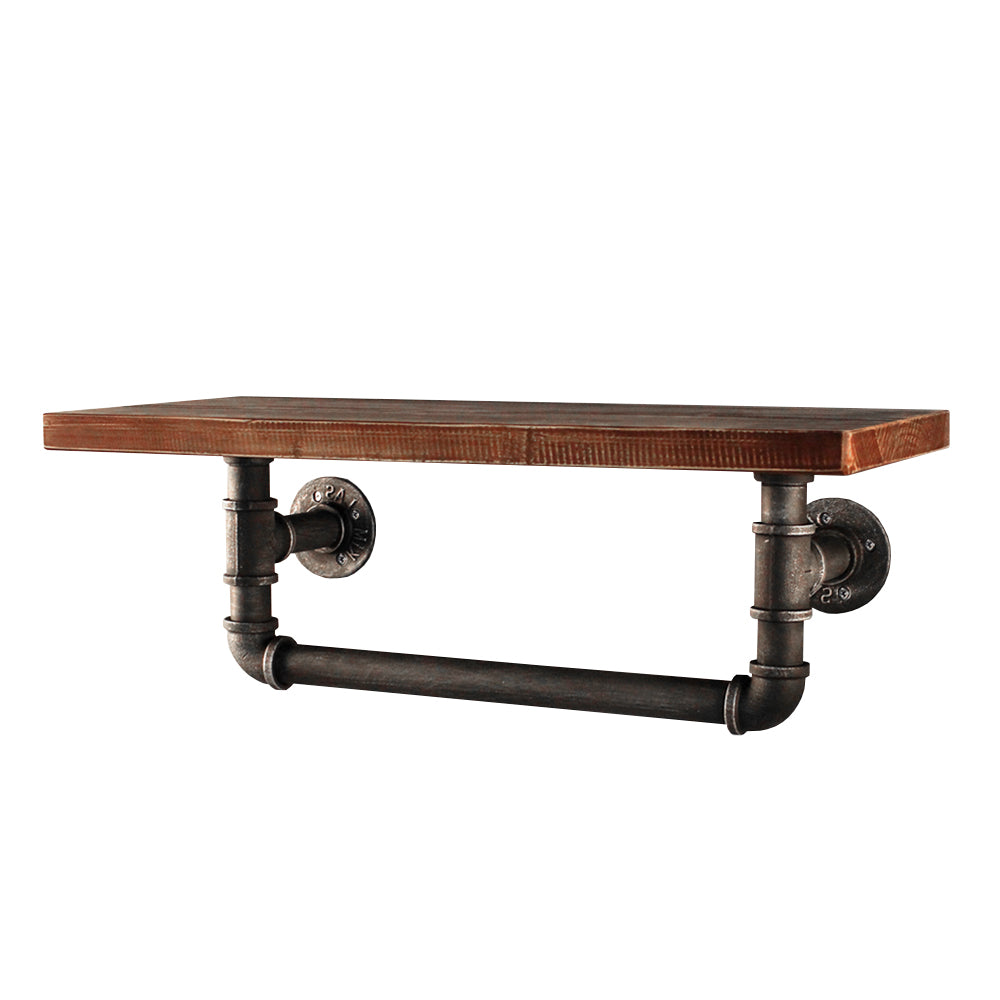 Industrial Series Metal Pipe Wall Shelf Set with Hanging Bar Homecoze