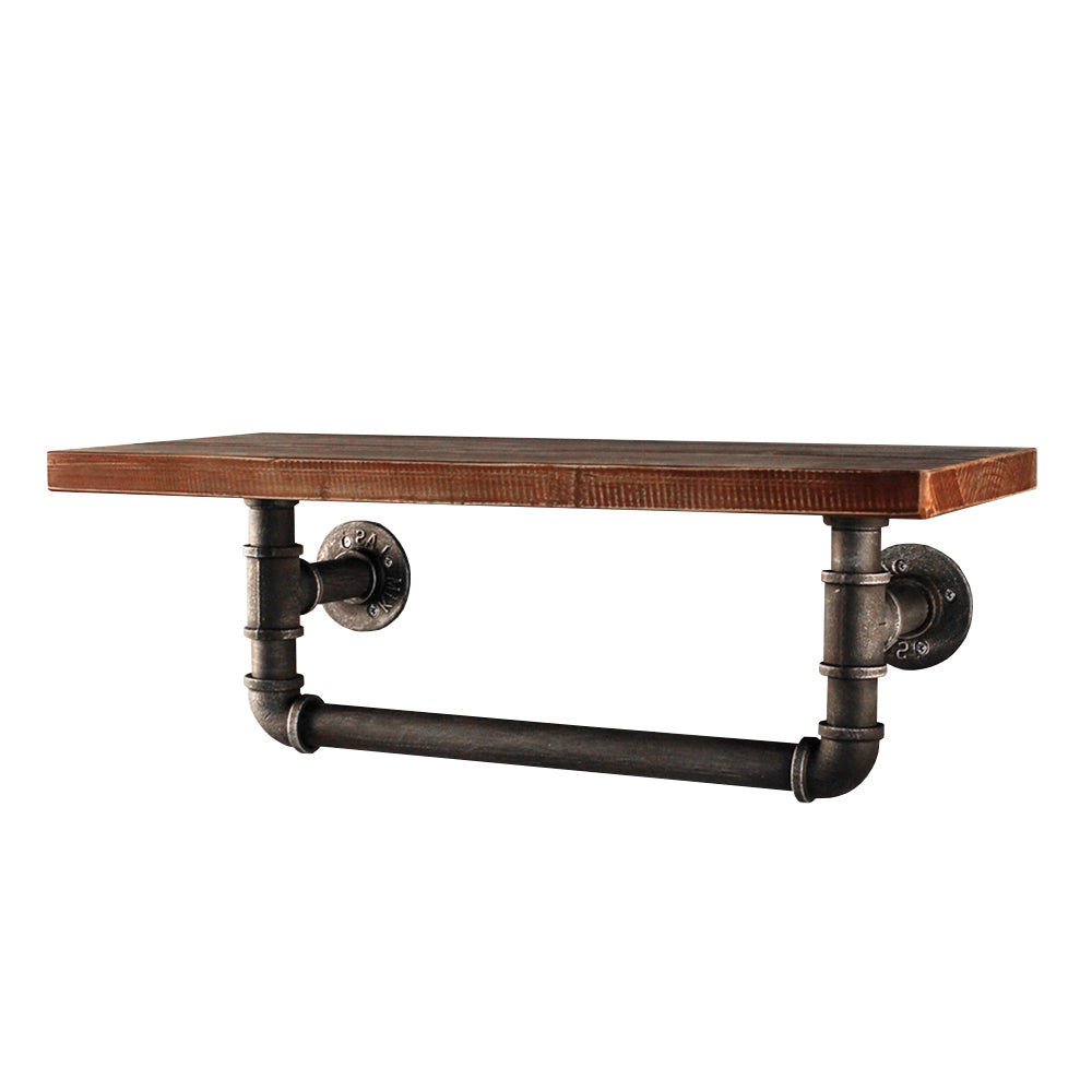 Industrial Series Metal Pipe Wall Shelf Set with Hanging Bar - Homecoze