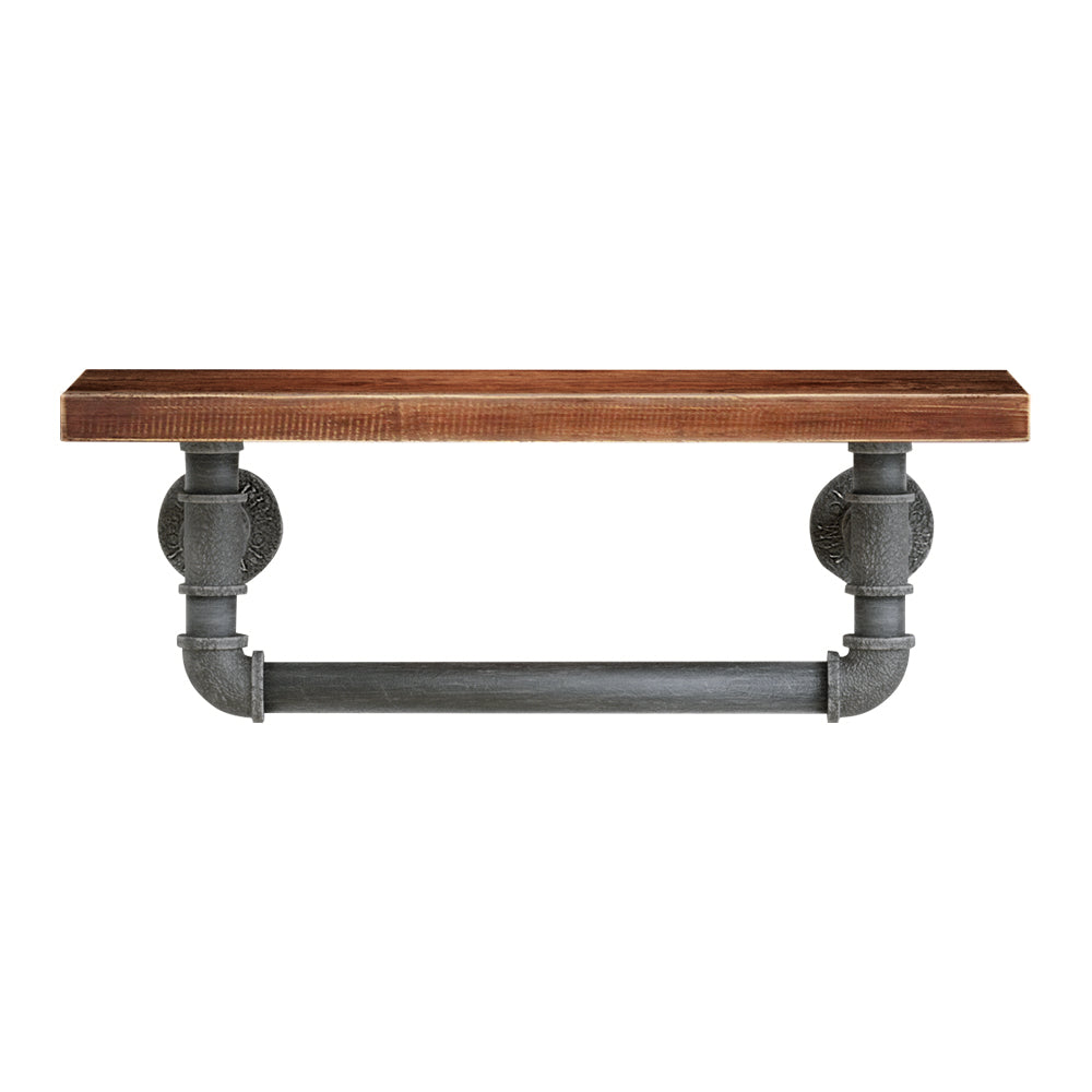 Industrial Series Metal Pipe Wall Shelf Set with Hanging Bar - Homecoze