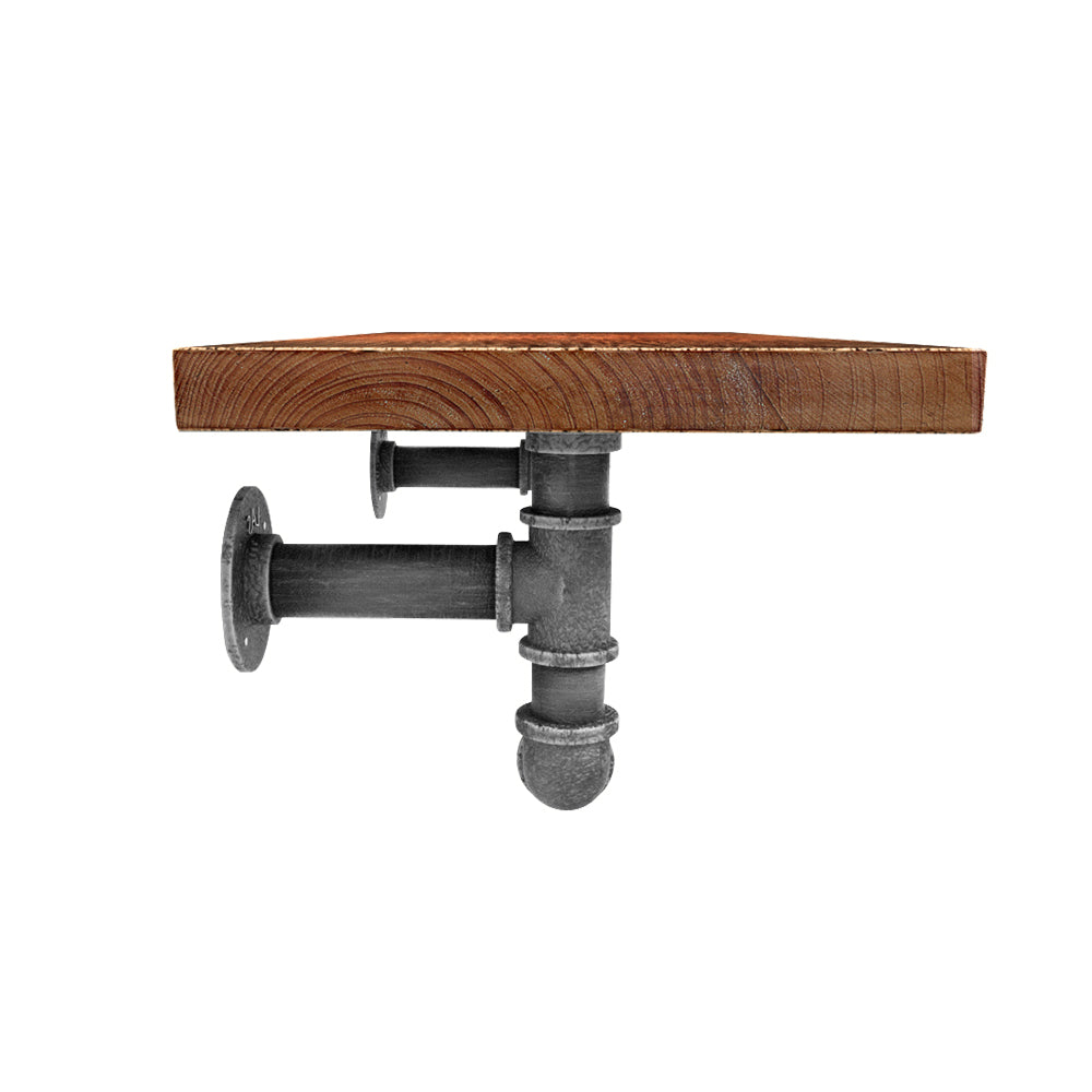 Industrial Series Metal Pipe Wall Shelf Set with Hanging Bar - Homecoze