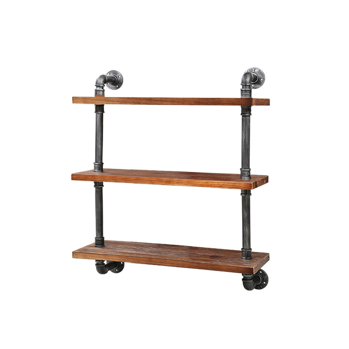 Industrial Series 3 Tier Medium Size Metal Pipe Wall Shelf Set Homecoze