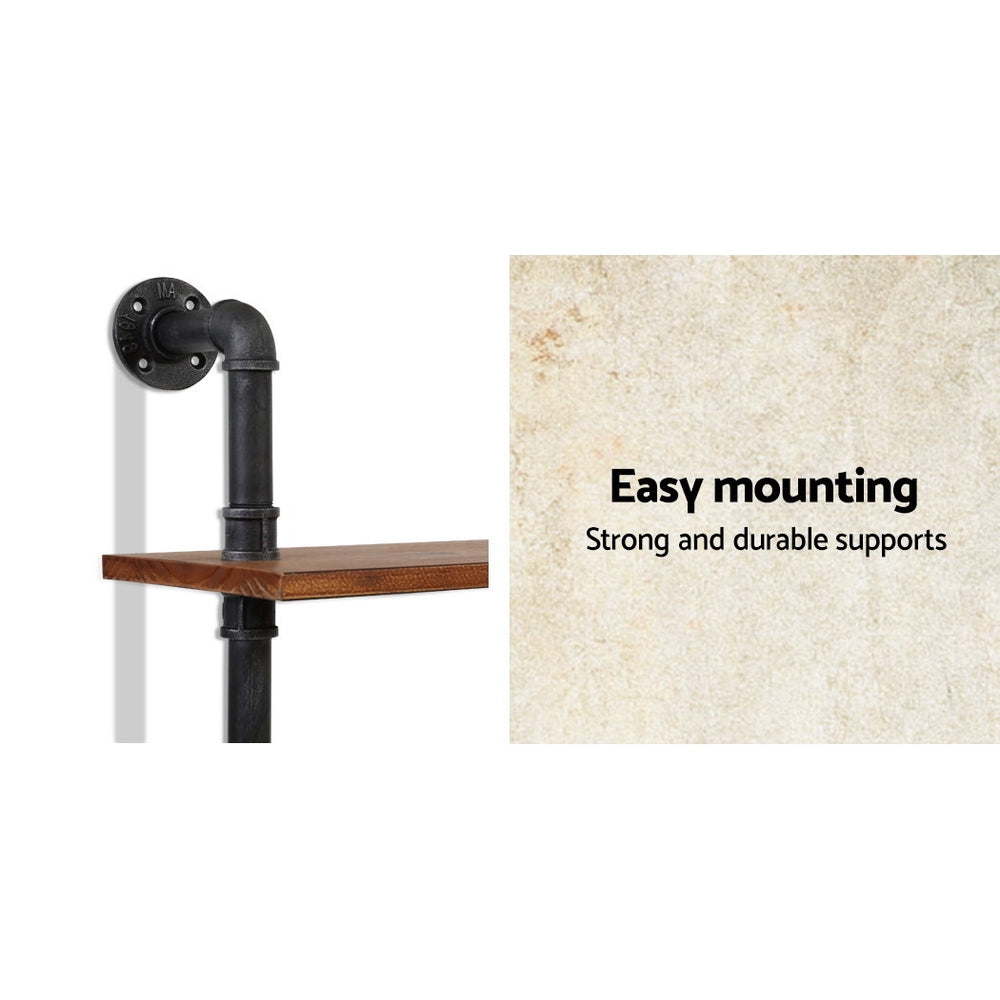 Industrial Series 3 Tier Medium Size Metal Pipe Wall Shelf Set - Homecoze