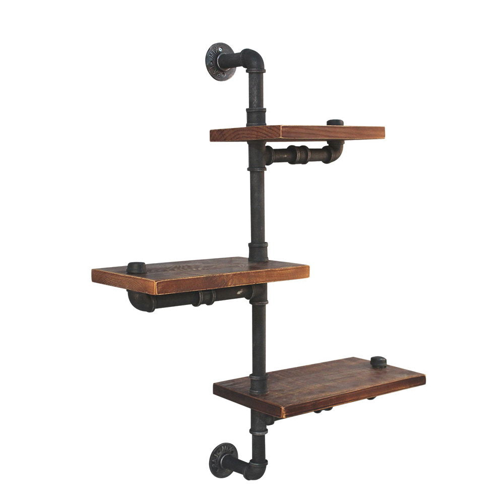 Industrial Series Adjustable 3 Tier Metal Pipe Wall Shelf Set - Homecoze