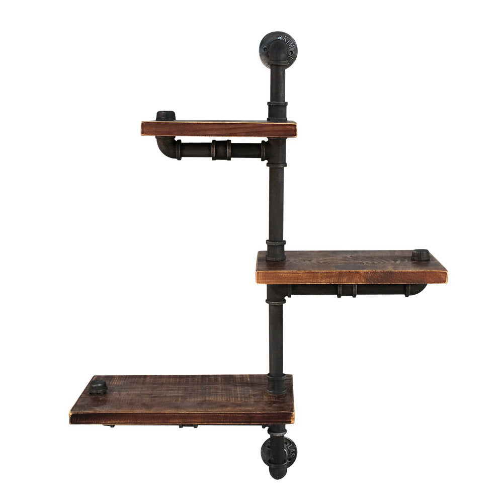 Industrial Series Adjustable 3 Tier Metal Pipe Wall Shelf Set - Homecoze