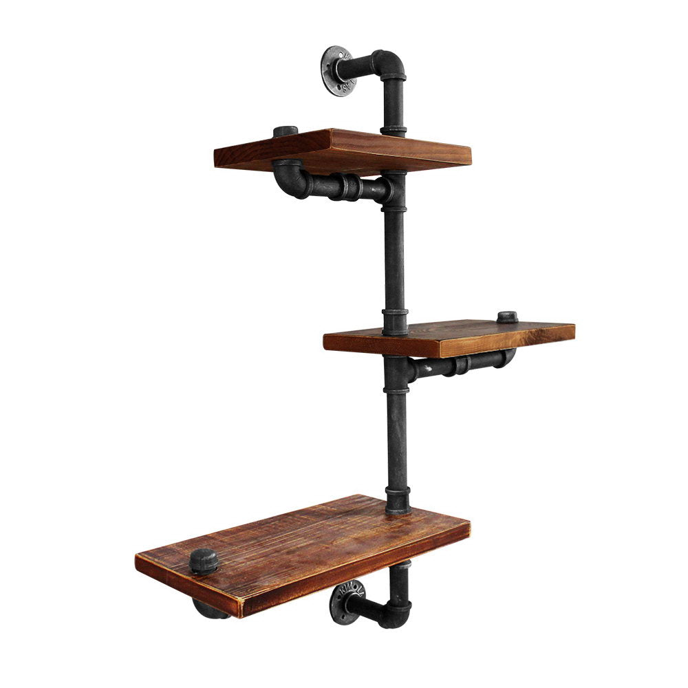 Industrial Series Adjustable 3 Tier Metal Pipe Wall Shelf Set - Homecoze