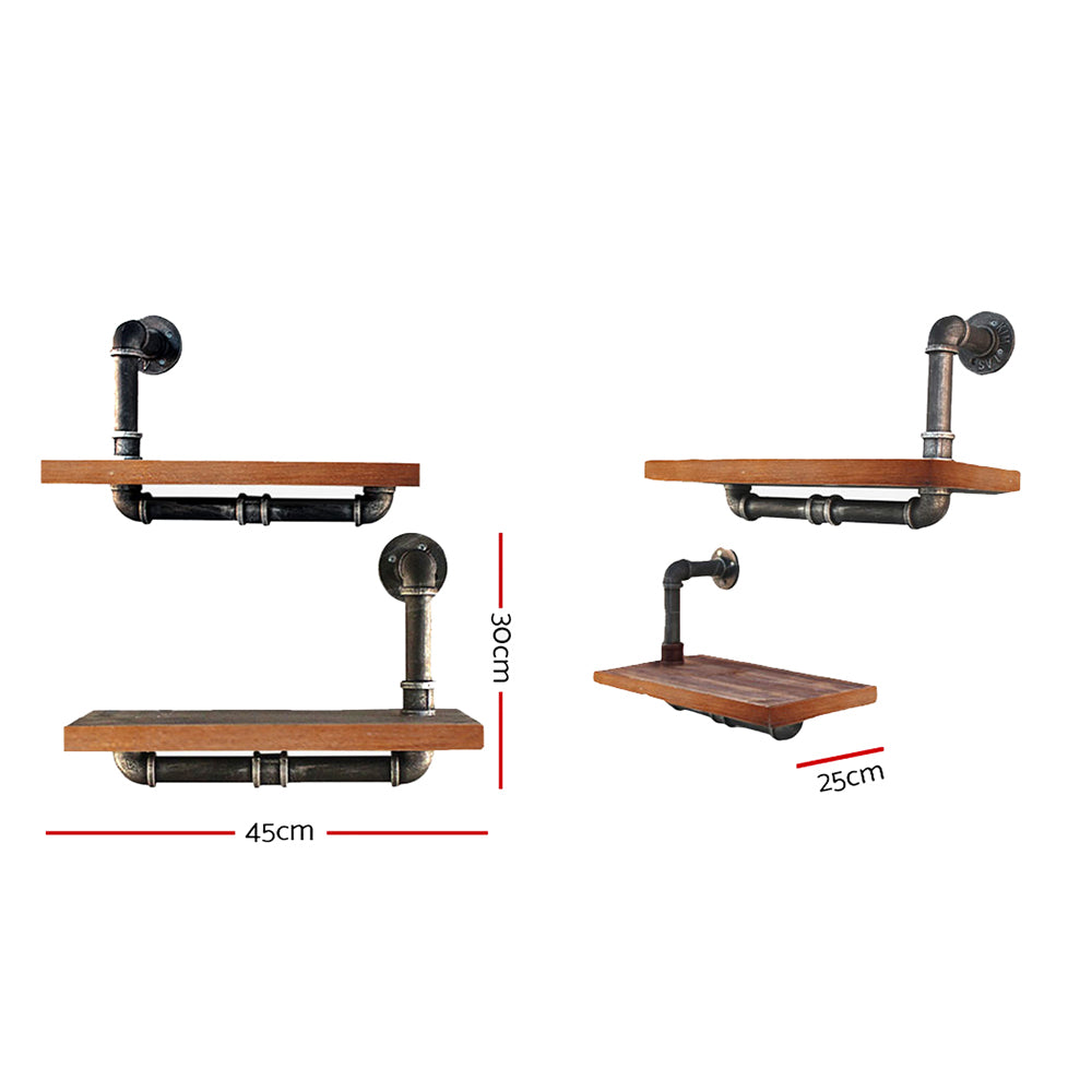 Industrial Series Snaking 3 Level Metal Pipe Wall Shelf Set - Homecoze
