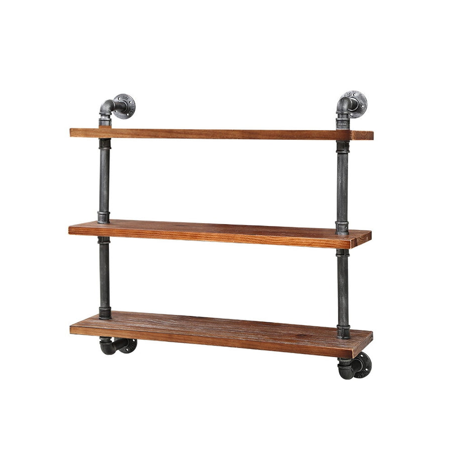 Industrial Series 3 Tier Large Size Metal Pipe Wall Shelf Set Homecoze