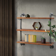Industrial Series 3 Tier Large Size Metal Pipe Wall Shelf Set - Homecoze