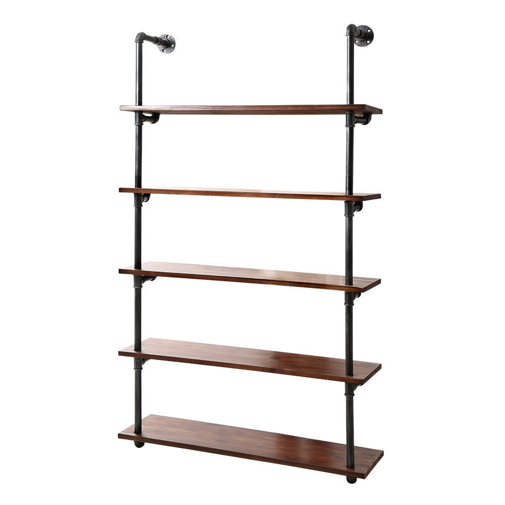 Industrial Series 5 Tier Metal Pipe Wall Shelf Set - Homecoze