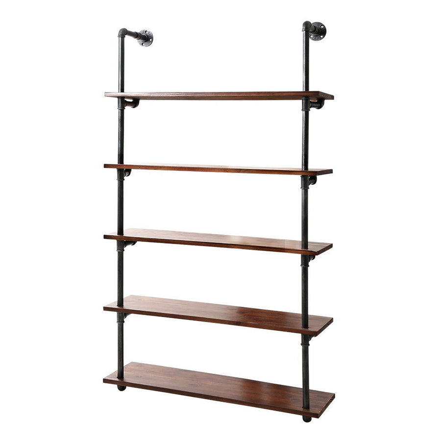 Industrial Series 5 Tier Metal Pipe Wall Shelf Set Homecoze