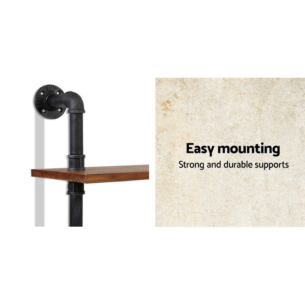 Industrial Series 5 Tier Metal Pipe Wall Shelf Set - Homecoze