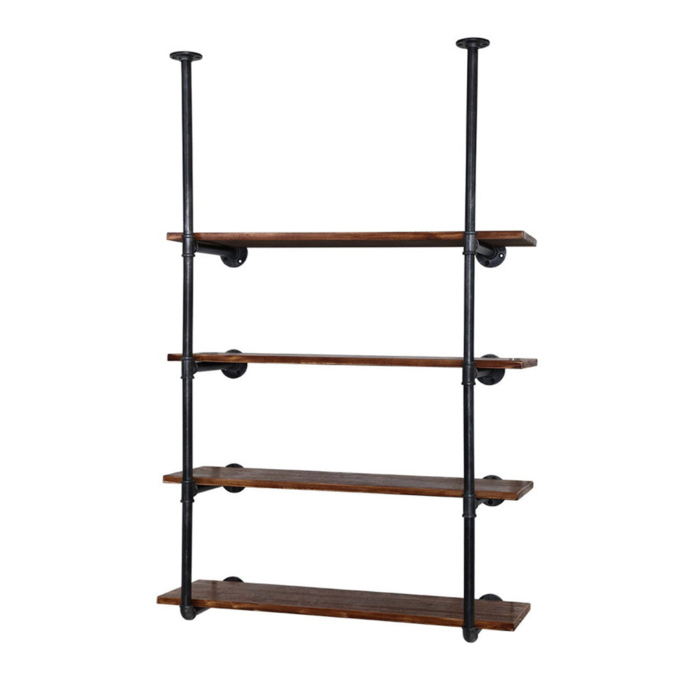 Industrial Series 4 Tier Hanging Style Metal Pipe Wall Shelf Set Homecoze