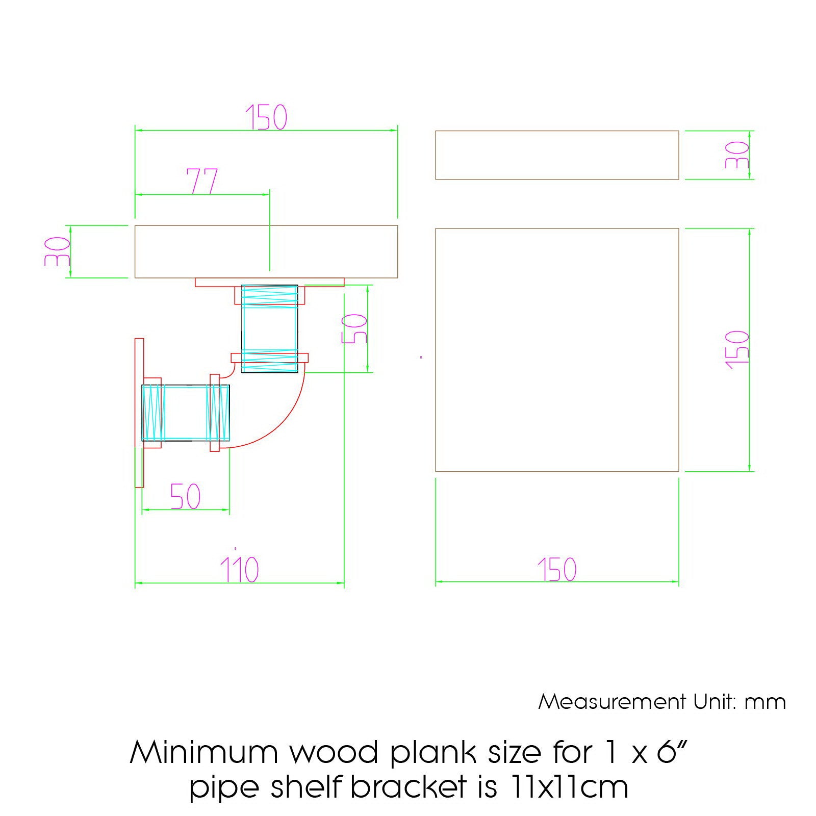 Industrial Series Metal Pipe Wall Shelves Bracket Set - Homecoze