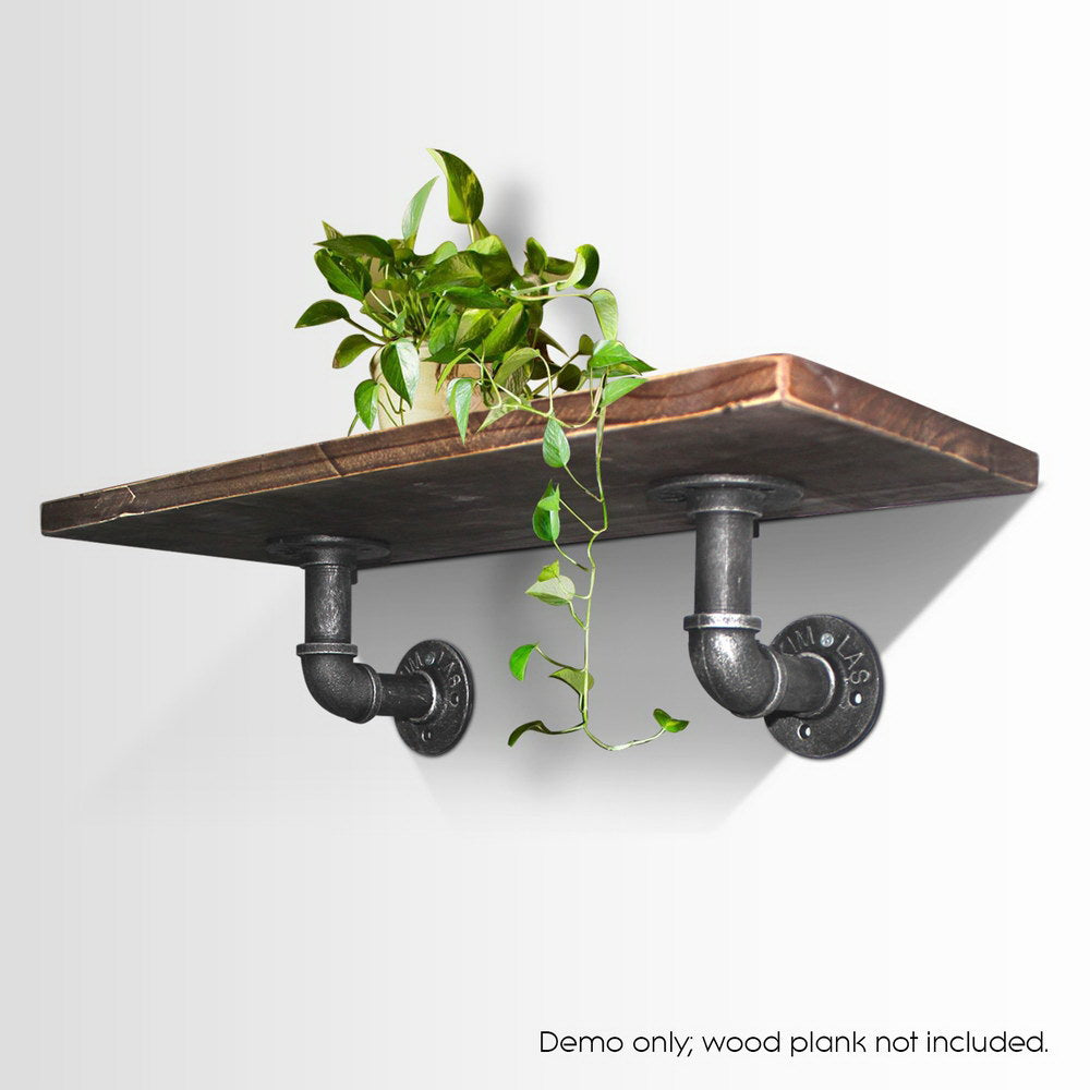 Industrial Series Metal Pipe Wall Shelves Bracket Set - Homecoze