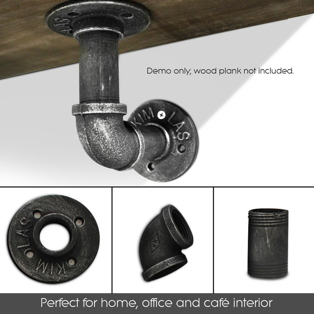 Industrial Series Metal Pipe Wall Shelves Bracket Set - Homecoze