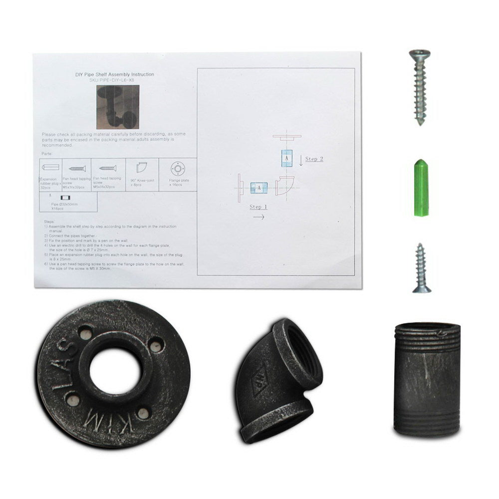 Industrial Series Metal Pipe Wall Shelves Bracket Set - Homecoze