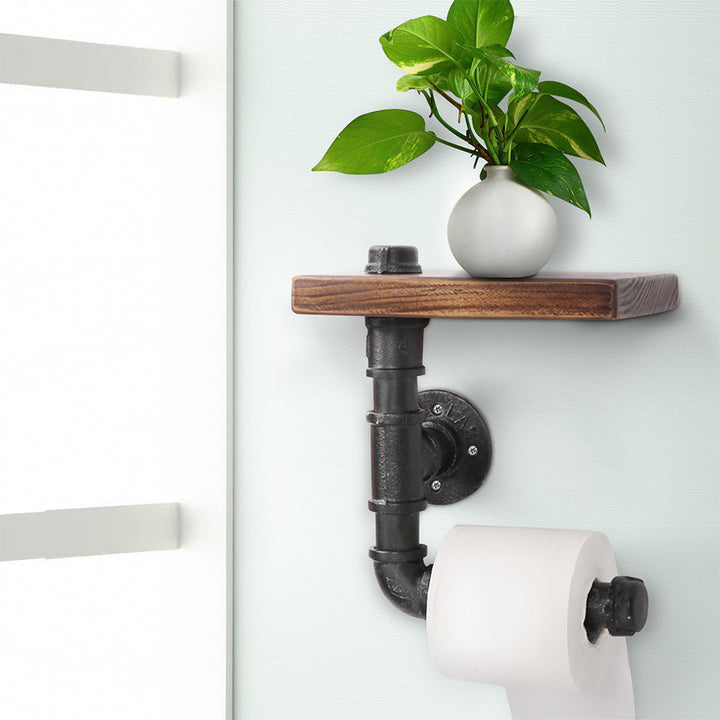 Industrial Series Toilet Paper Holder & Shelf Set Homecoze