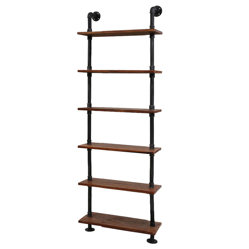 Industrial Series 6 Tier Ladder Style Metal Pipe Wall Shelf Set Homecoze