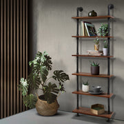 Industrial Series 6 Tier Ladder Style Metal Pipe Wall Shelf Set - Homecoze