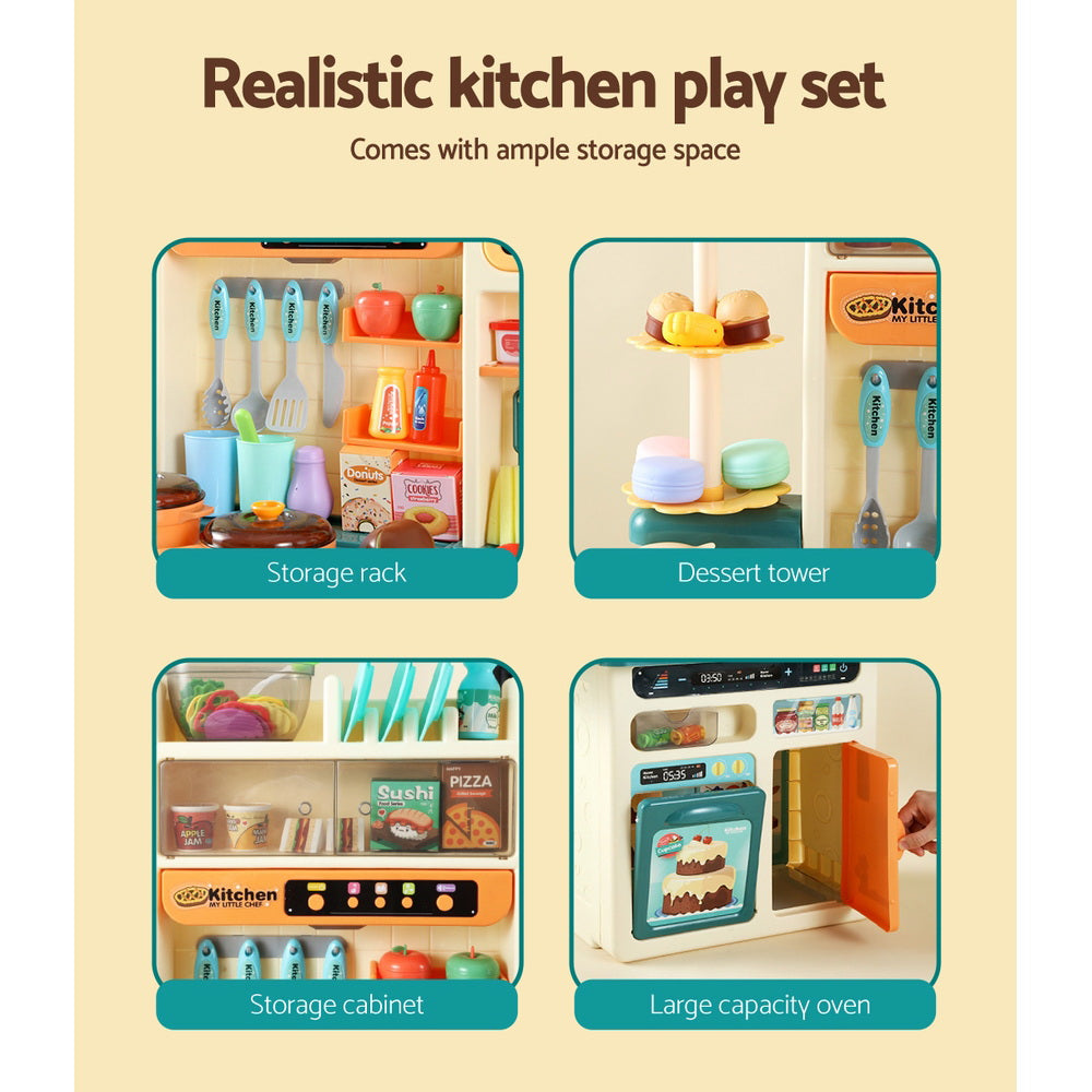 Kids Kitchen Playset Pretend Play Food Sink Cooking Utensils 73pcs Homecoze