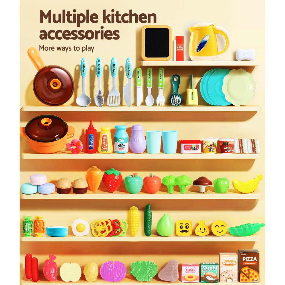 Kids Kitchen Playset Pretend Play Food Sink Cooking Utensils 73pcs Homecoze