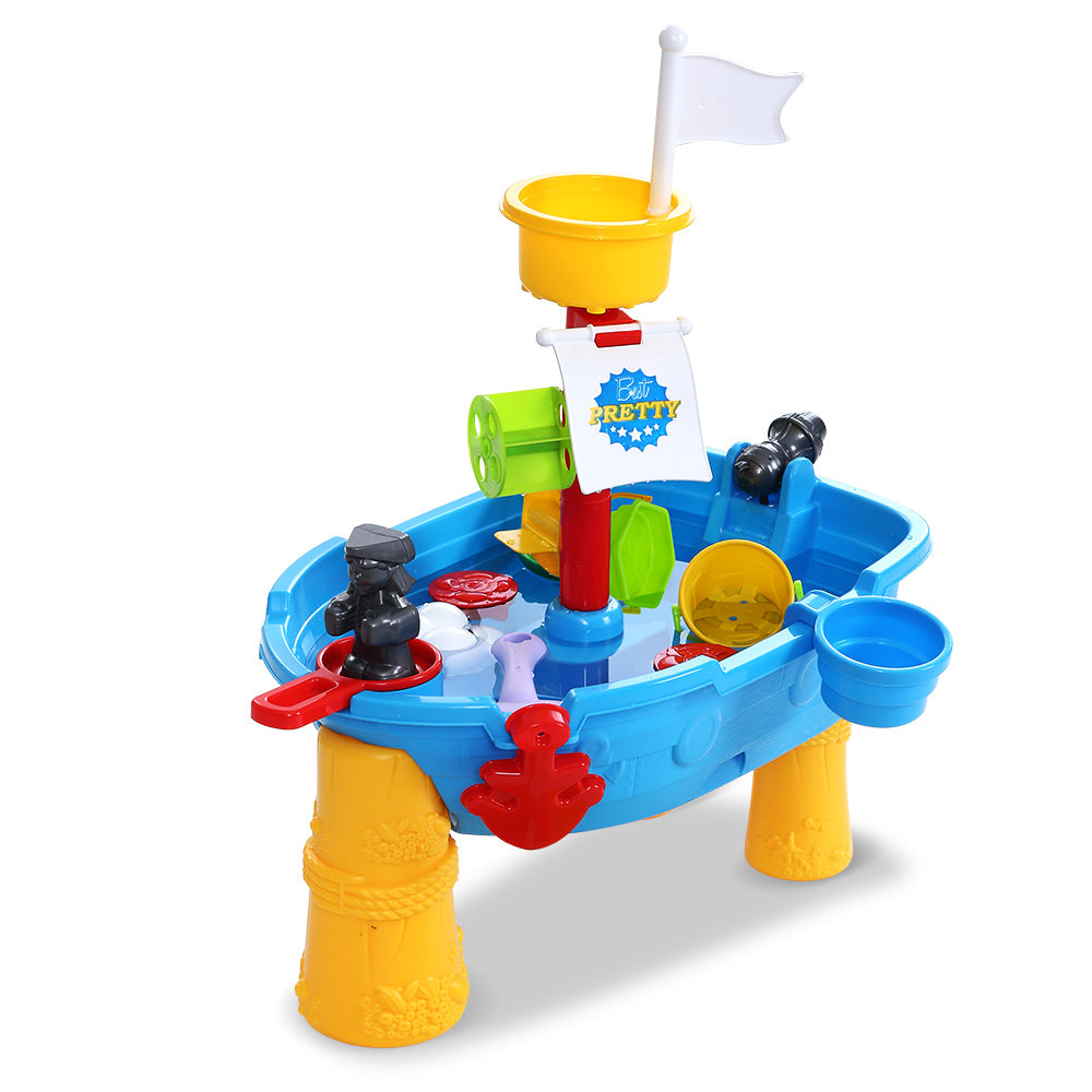 Kids Beach Sand and Water Toys Outdoor Table Pirate Ship Childrens Sandpit Homecoze