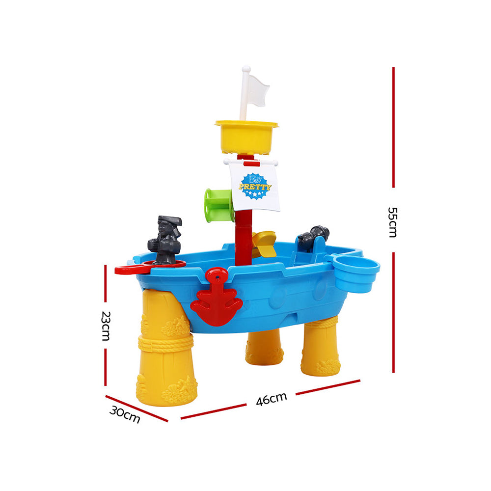 Kids Beach Sand and Water Toys Outdoor Table Pirate Ship Childrens Sandpit Homecoze