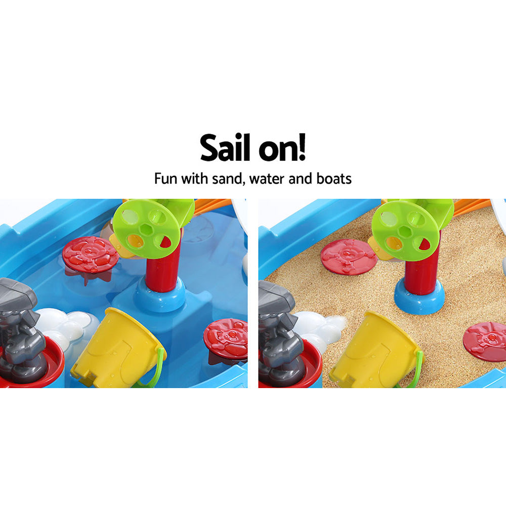 Kids Beach Sand and Water Toys Outdoor Table Pirate Ship Childrens Sandpit Homecoze