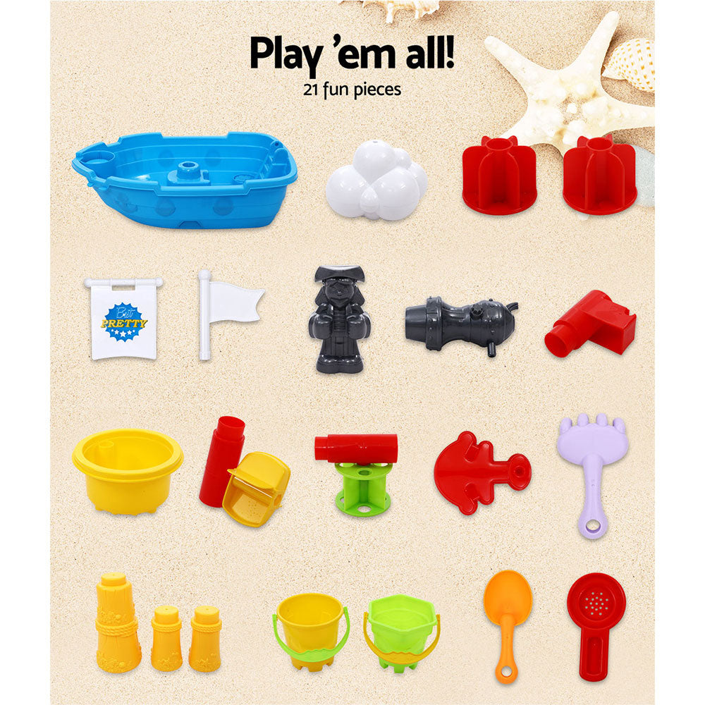 Kids Beach Sand and Water Toys Outdoor Table Pirate Ship Childrens Sandpit Homecoze