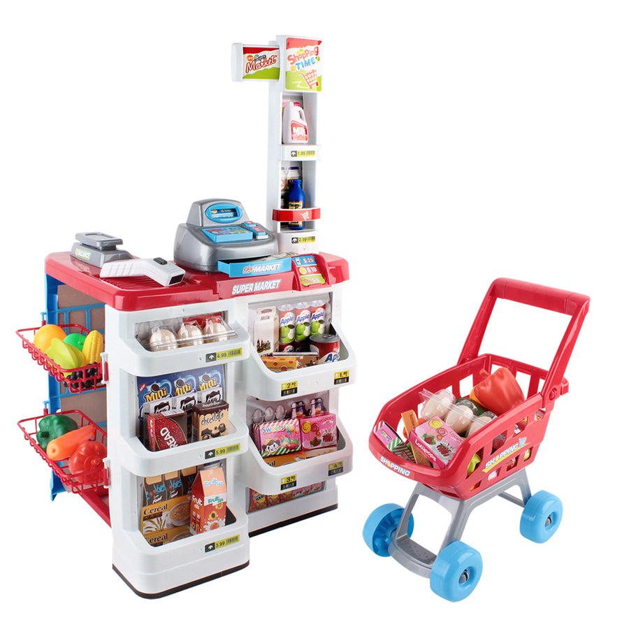 24 Piece Kids Super Market Toy Set - Red & White Homecoze