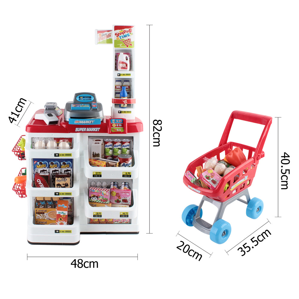 24 Piece Kids Super Market Toy Set - Red & White Homecoze