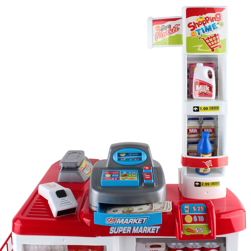 24 Piece Kids Super Market Toy Set - Red & White Homecoze
