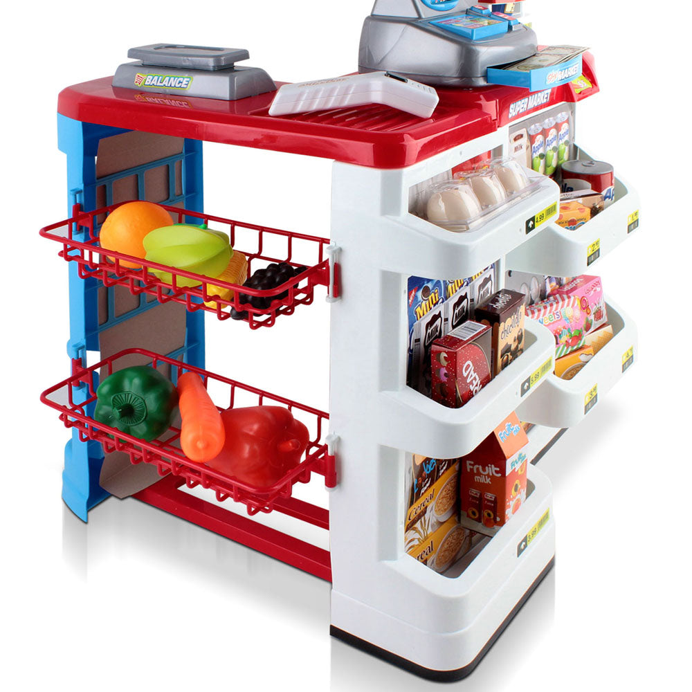 24 Piece Kids Super Market Toy Set - Red & White Homecoze