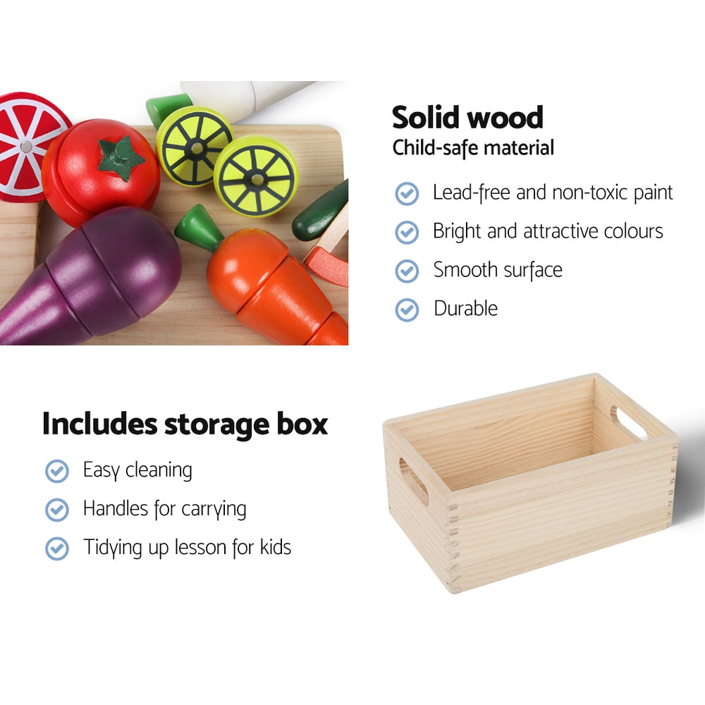 Kids Pretend Play Kitchen Wooden Cooking Utensils Food Set Homecoze