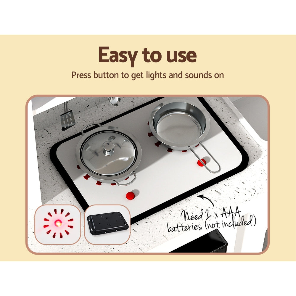 Kids Small Kitchen Set Pretend Play Wooden Toys Cooking Cookware Childrens Toy Homecoze