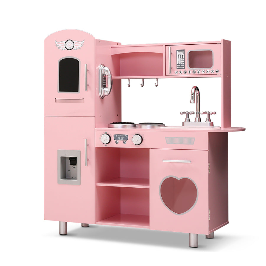 Kids Kitchen Set Pretend Play Food Sets Childrens Utensils Wooden Toy Pink Homecoze