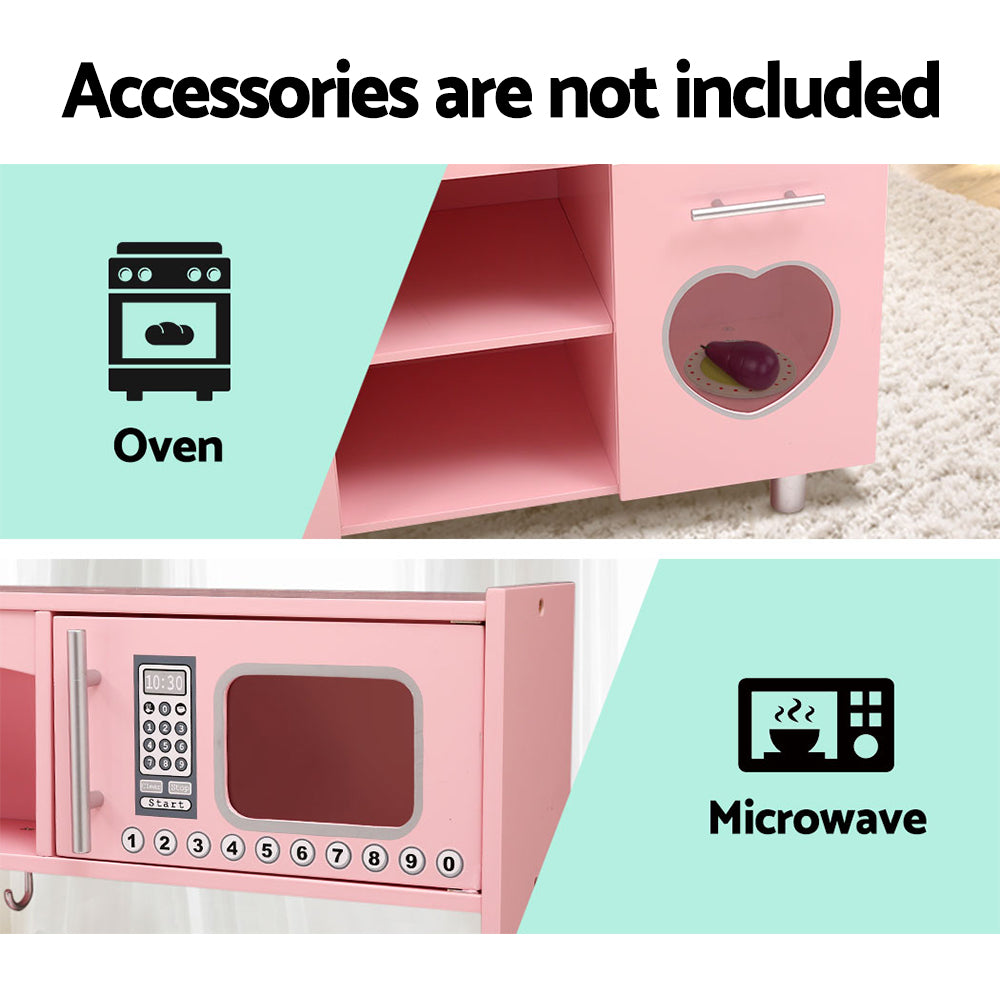 Kids Kitchen Set Pretend Play Food Sets Childrens Utensils Wooden Toy Pink Homecoze