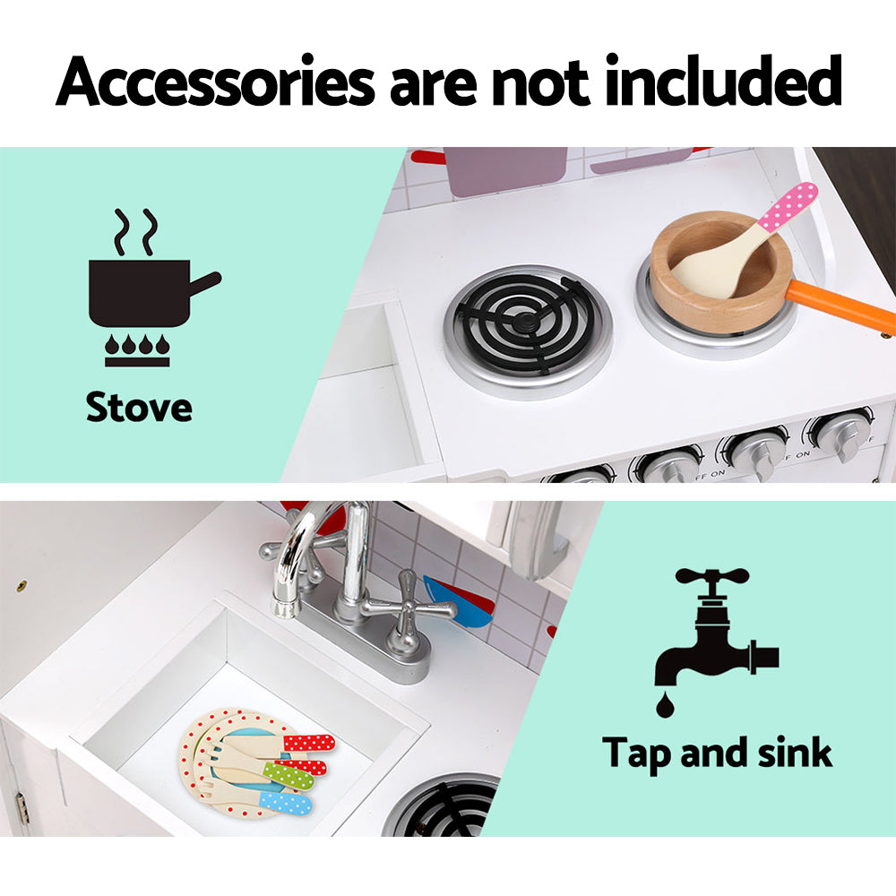 Kids Kitchen Set Pretend Play Food Sets Childrens Utensils Wooden White Homecoze