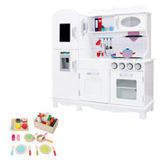 Kids Wooden Kitchen Pretend Play Sets Food Cooking Toys Children - White Homecoze