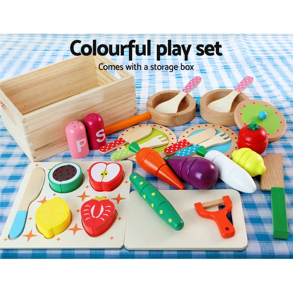 Kids Wooden Kitchen Pretend Play Sets Food Cooking Toys Children - White Homecoze