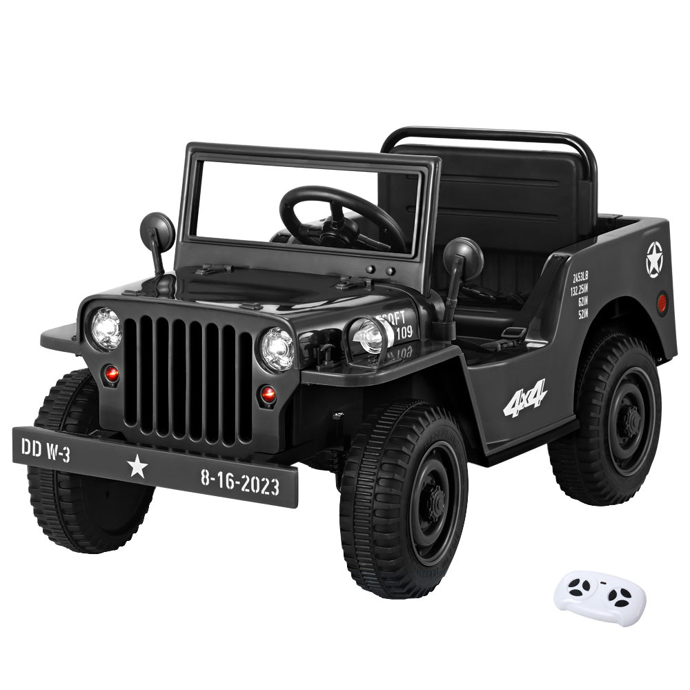 Kids Ride On Car Off Road Military Toy Cars 12V Black Homecoze