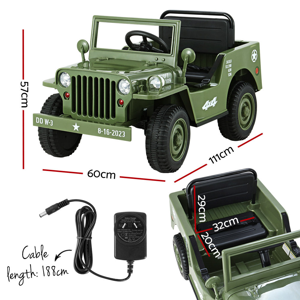 Kids Ride On Car Off Road Military Toy Cars 12V Olive Homecoze