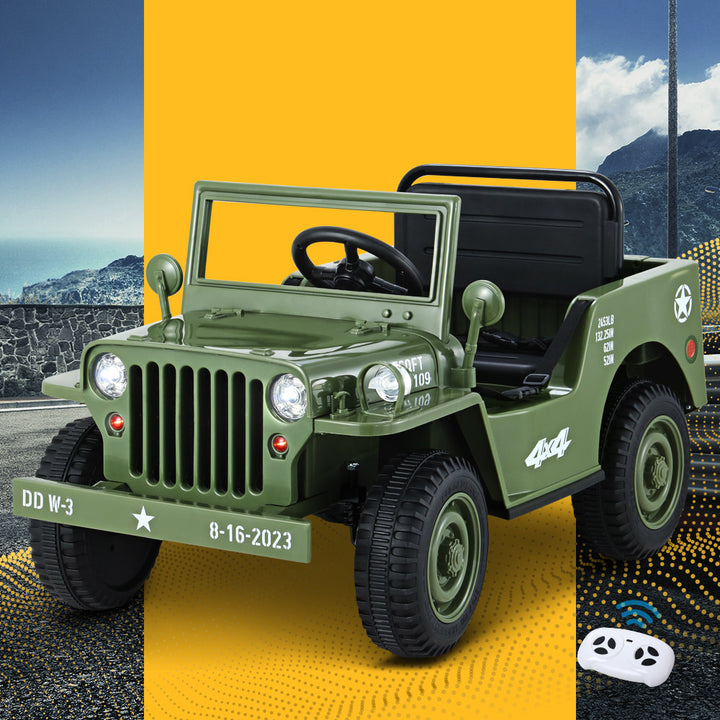 Kids Ride On Car Off Road Military Toy Cars 12V Olive Homecoze