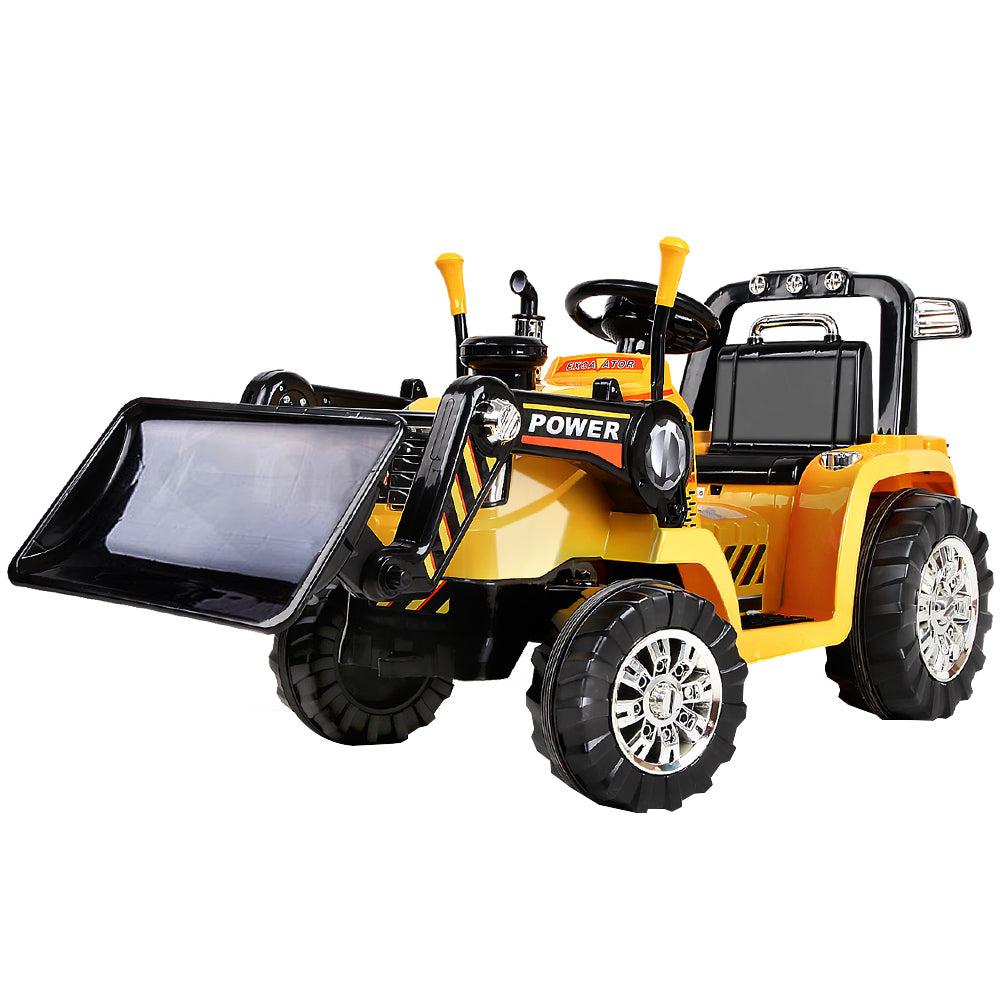 Kids Ride On Bulldozer Digger Electric Car Yellow Homecoze